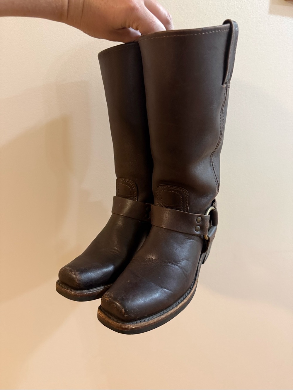 FRYE Harness Brown Leather Boots 6.5 - Picture 2 of 10